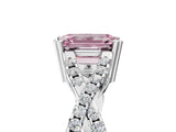 White gold Fancy Pink Emerald Cut Diamond Solitaire Ring with Four-Prong Setting and Twisted Pavé Band_39