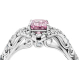 White gold Fancy Pink Emerald Cut Diamond Solitaire Ring with Hidden Halo and Pavé Band_55