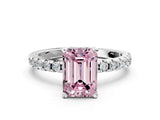 White gold Fancy Pink Emerald Cut Diamond Solitaire Ring with Pavé Band and Four-Prong Setting_69