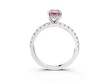 White gold Fancy Pink Emerald Cut Diamond Solitaire Ring with Pavé Band and Four-Prong Setting_72