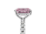 White gold Fancy Pink Emerald Cut Diamond Solitaire Ring with Pavé Band and Four-Prong Setting_74