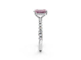 White gold Fancy Pink Emerald Cut Diamond Solitaire Ring with Pavé Band and Four-Prong Setting_75