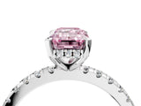 White gold Fancy Pink Emerald Cut Diamond Solitaire Ring with Pavé Band and Four-Prong Setting_77