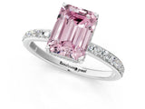 White gold Fancy Pink Emerald Cut Diamond Solitaire Ring with Pavé Band and Hidden Halo_33
