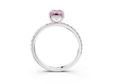 White gold Fancy Pink Emerald Cut Diamond Solitaire Ring with Pavé Band and Hidden Halo_35