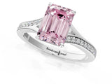 White gold Fancy Pink Emerald Cut Diamond Solitaire Ring with Pavé Band and Prong Setting_13
