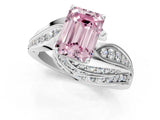 White gold Fancy Pink Emerald Cut Diamond Solitaire Ring with Prong Setting and Twisted Pavé Band_25