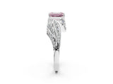 White gold Fancy Pink Emerald Cut Diamond Solitaire Ring with Prong Setting and Twisted Pavé Band_26