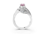 White gold Fancy Pink Emerald Cut Diamond Solitaire Ring with Prong Setting and Twisted Pavé Band_27