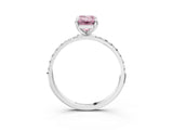 White gold Fancy Pink Emerald Cut Diamond Solitaire Ring with Round  Pavé Band and Prong Setting_184