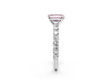 White gold Fancy Pink Emerald Cut Diamond Solitaire Ring with Shared Prong Pavé Band and Four-Prong Setting_60