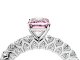 White gold Fancy Pink Emerald Cut Diamond Solitaire Ring with Shared Prong Pavé Band and Four-Prong Setting_62