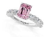 White gold Fancy Pink Emerald Cut Diamond Solitaire Ring with Shared Prong Pavé Band and Four-Prong Setting_71