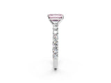 White gold Fancy Pink Emerald Cut Diamond Solitaire Ring with Shared Prong Pavé Band and Four-Prong Setting_72