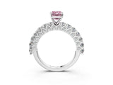 White gold Fancy Pink Emerald Cut Diamond Solitaire Ring with Shared Prong Pavé Band and Four-Prong Setting_73