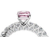 White gold Fancy Pink Emerald Cut Diamond Solitaire Ring with Shared Prong Pavé Band and Four-Prong Setting_74