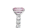 White gold Fancy Pink Emerald Cut Diamond Solitaire Ring with Shared Prong Pavé Band and Four-Prong Setting_75