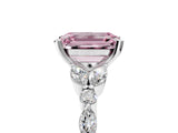 White gold Fancy Pink Emerald Cut Diamond Solitaire Ring with Side Stones and Four-Prong Setting_257