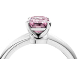 White gold Fancy Pink Emerald Cut Diamond Solitaire Ring with Six-Prong Setting and Classic Band_302