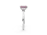 White gold Fancy Pink Emerald Cut Diamond Solitaire Ring with Six-Prong Setting and Classic Band_306