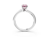 White gold Fancy Pink Emerald Cut Diamond Solitaire Ring with Six-Prong Setting and Classic Band_306