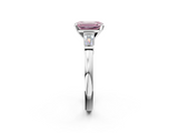 White gold Fancy Pink Emerald  Cut Diamond Solitaire Ring with Tapered Baguette Accents and Four-Prong Setting_78