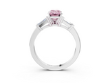 White gold Fancy Pink Emerald  Cut Diamond Solitaire Ring with Tapered Baguette Accents and Four-Prong Setting_79