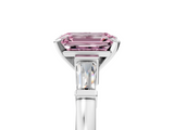 White gold Fancy Pink Emerald  Cut Diamond Solitaire Ring with Tapered Baguette Accents and Four-Prong Setting_81