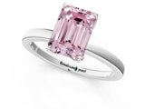 White gold Fancy Pink Emerald Cut Diamond Solitaire Ring with Thin Band and Prong Setting_25