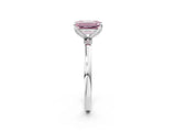 White gold Fancy Pink Emerald Cut Diamond Solitaire Ring with Thin Band and Prong Setting_26