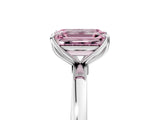 White gold Fancy Pink Emerald Cut Diamond Solitaire Ring with Thin Band and Prong Setting_35