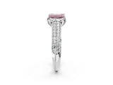 White gold Fancy Pink Emerald Cut Diamond Solitaire Ring with Three-Row Pavé Band and Four-Prong Setting_51