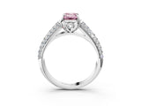 White gold Fancy Pink Emerald Cut Diamond Solitaire Ring with Three-Row Pavé Band and Four-Prong Setting_52