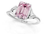 White gold Fancy Pink Emerald Cut Diamond Solitaire Ring with Twist Band and Four-Prong Setting_119