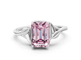 White gold Fancy Pink Emerald Cut Diamond Solitaire Ring with Twist Band and Four-Prong Setting_121