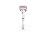 White gold Fancy Pink Emerald Cut Diamond Solitaire Ring with Twist Band and Four-Prong Setting_123