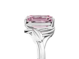 White gold Fancy Pink Emerald Cut Diamond Solitaire Ring with Twist Band and Four-Prong Setting_123