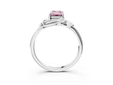 White gold Fancy Pink Emerald Cut Diamond Solitaire Ring with Twist Band and Four-Prong Setting_124