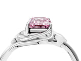 White gold Fancy Pink Emerald Cut Diamond Solitaire Ring with Twist Band and Four-Prong Setting_125