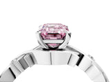White gold Fancy Pink Emerald Cut Diamond Solitaire Ring with Twisted Band and Prong Setting_336