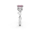 White gold Fancy Pink Emerald Cut Diamond Solitaire Ring with Twisted Band and Prong Setting_339