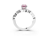 White gold Fancy Pink Emerald Cut Diamond Solitaire Ring with Twisted Band and Prong Setting_340