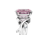 White gold Fancy Pink Emerald Cut Diamond Solitaire Ring with Twisted Band and Prong Setting_342