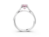 White gold Fancy Pink Emerald Cut Diamond Solitaire Twist Band Prong Setting Ring_94