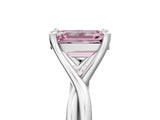 White gold Fancy Pink Emerald Cut Diamond Solitaire Twist Band Prong Setting Ring_96