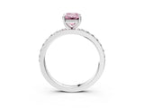 White gold Fancy Pink Emerald  Cut Diamond Solitaire with Pave Band and Four-Prong Setting 3