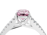 White gold Fancy Pink Emerald Cut Diamond Split Shank Pavé Engagement Ring with Four-Prong Setting_90