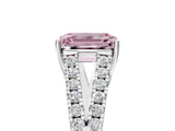 White gold Fancy Pink Emerald Cut Diamond Split Shank Pavé Engagement Ring with Four-Prong Setting_91