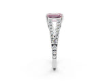 White gold Fancy Pink Emerald Cut Diamond Split Shank Pavé Engagement Ring with Four-Prong Setting_91