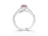 White gold Fancy Pink Emerald Cut Diamond Split Shank Pavé Engagement Ring with Four-Prong Setting_92